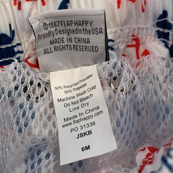 NWT Flap Happy Swim Trunks, Blue & Red Crab & Lobster Design, Boys Size 6M - Picture 8 of 10